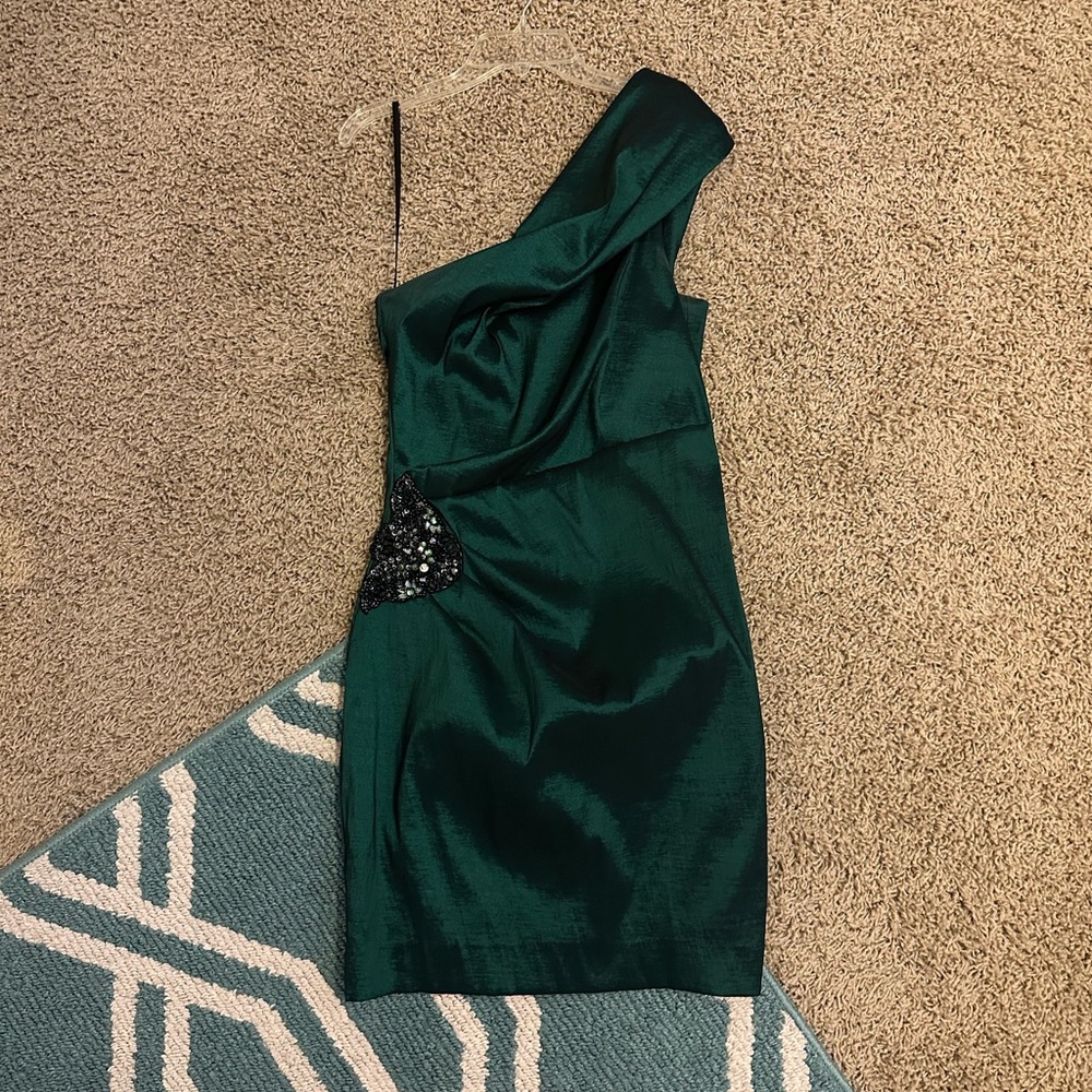 Dillards Green metallic cocktail dress